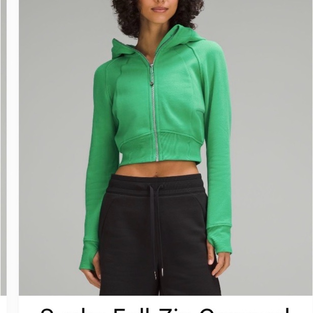 lululemon athletica Green Zip-Up Jacket crop scuba hoodie size 10